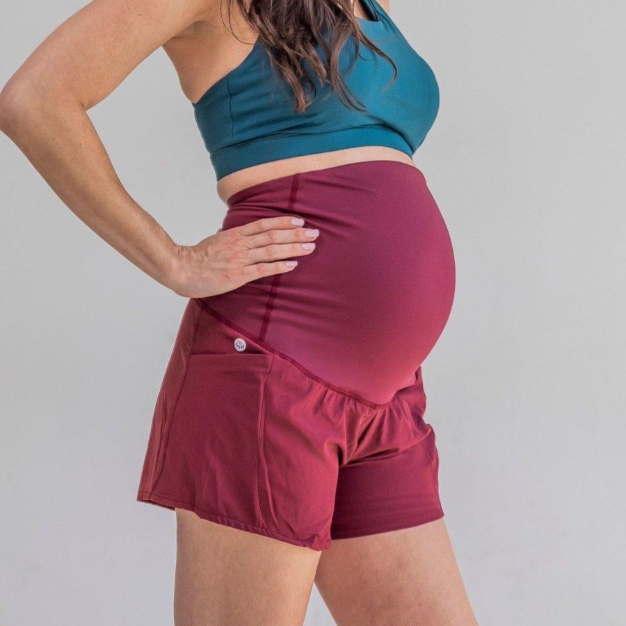 Women Senita Athletics | Belly Support Maternity Shorts - Mulberry