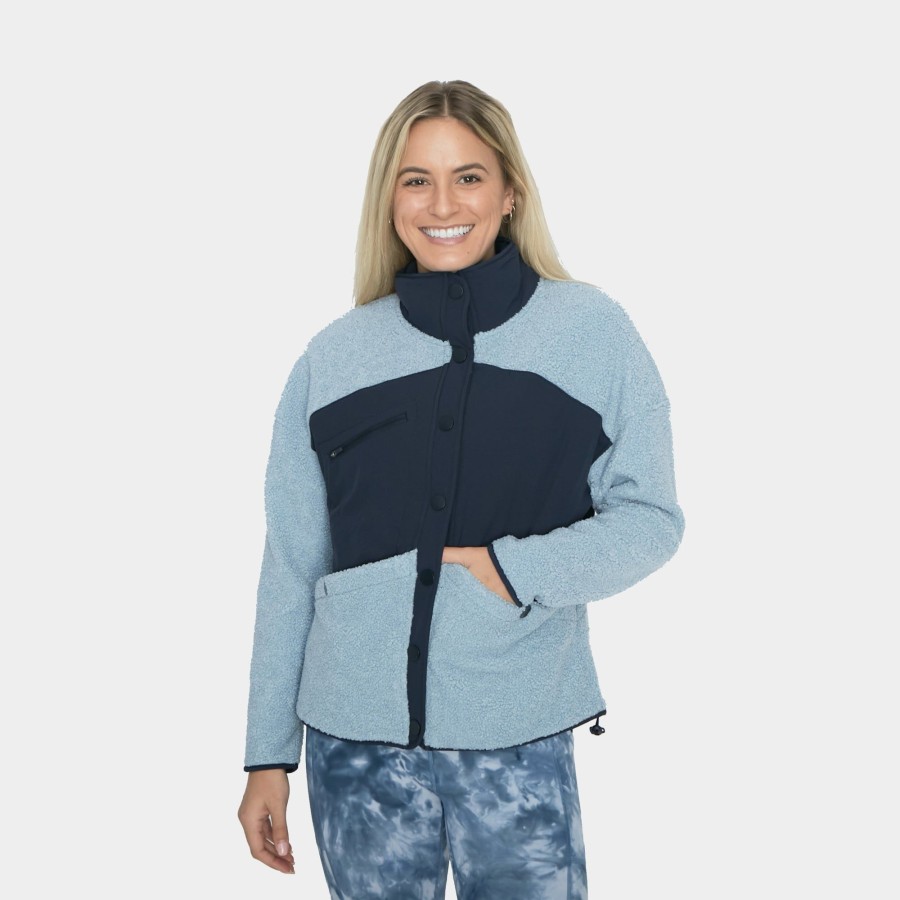 Women Senita Athletics Outerwear | Activity Fleece-Steel Blue/Navy