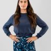 Women Senita Athletics Long Sleeves | Revive Cropped Crew-Navy