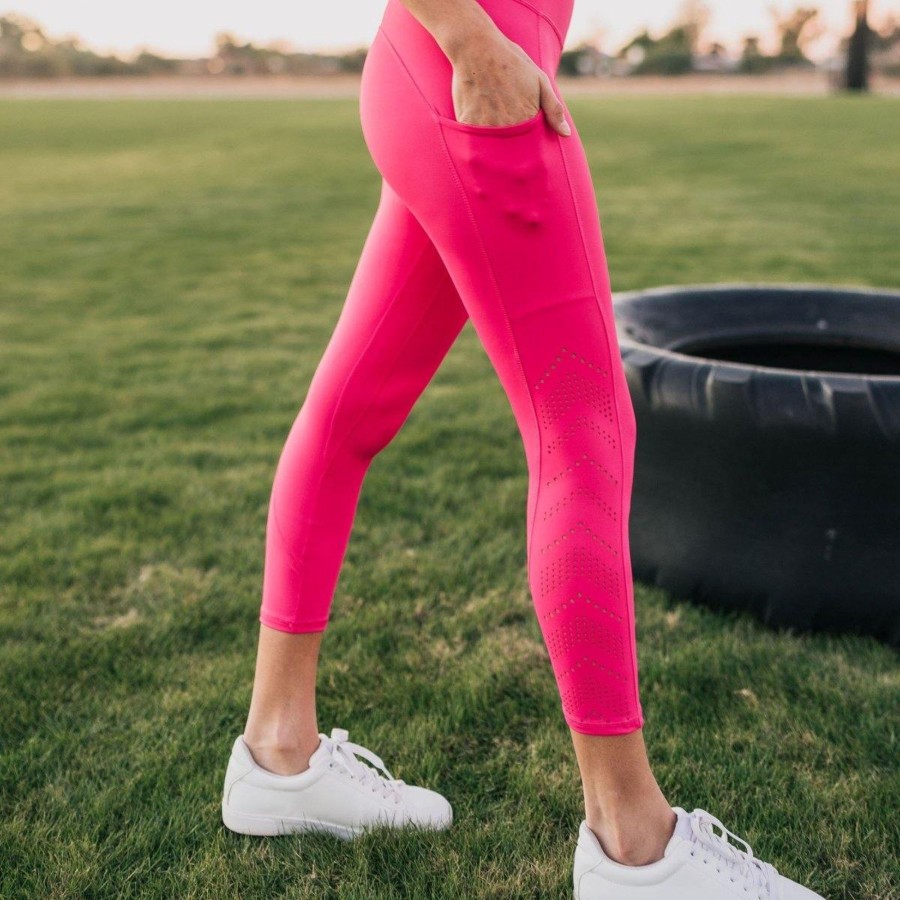 Women Senita Athletics Capris | Lux Denali Laser Cut Capris-Punch