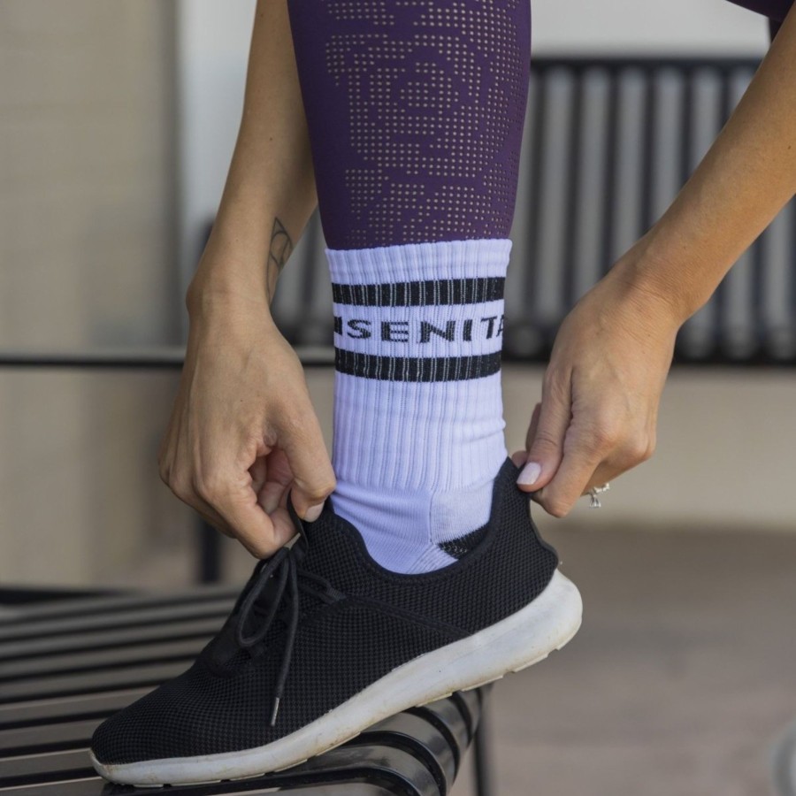 Women Senita Athletics | Senita Crew Socks-White/Black