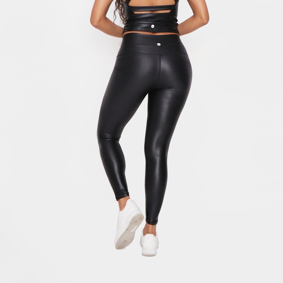 Women Senita Athletics Leggings | Salutation Leggings-Black Faux Leather