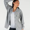 Women Senita Athletics Outerwear | Waffle Button Down-Heathered Gray