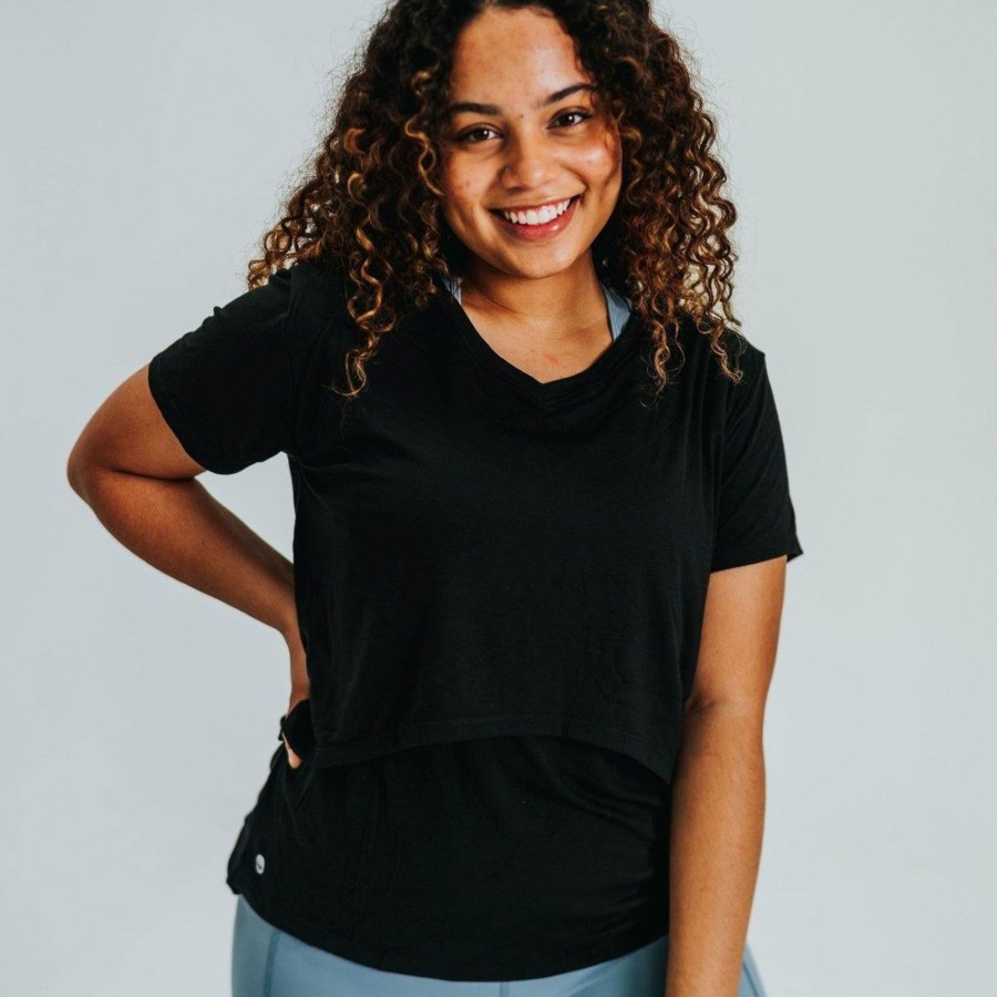 Women Senita Athletics | Nursing Short Sleeve Tee - Black