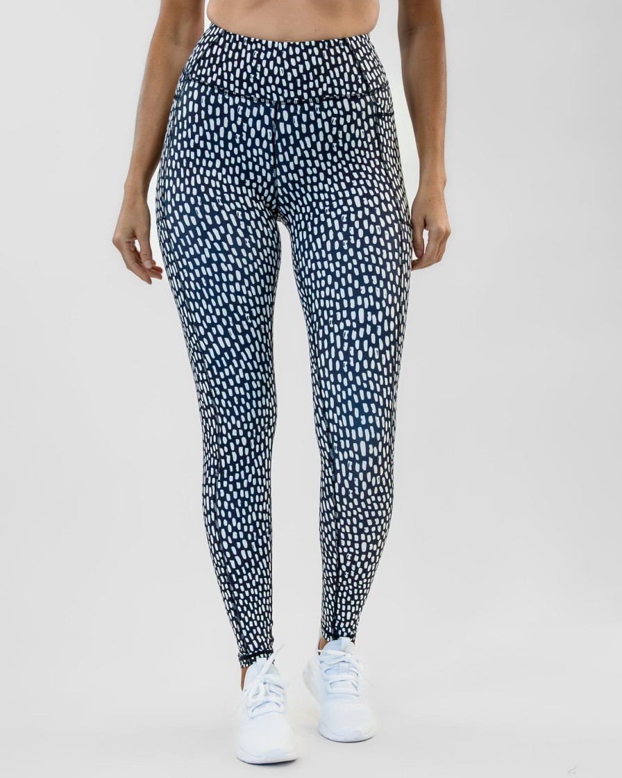 Women Senita Athletics Leggings | Lux Pocket Pants-Lucky Spots (Black & Jet Stream)