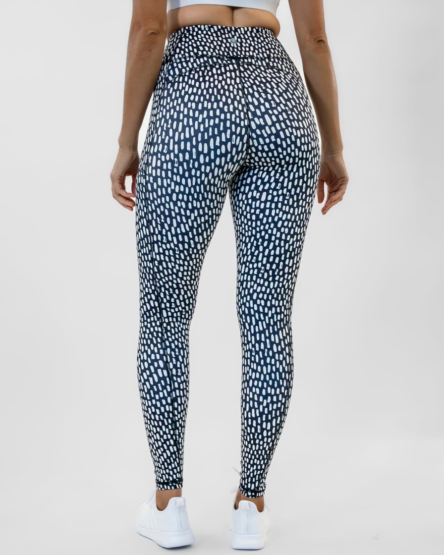 Women Senita Athletics Leggings | Lux Pocket Pants-Lucky Spots (Black & Jet Stream)