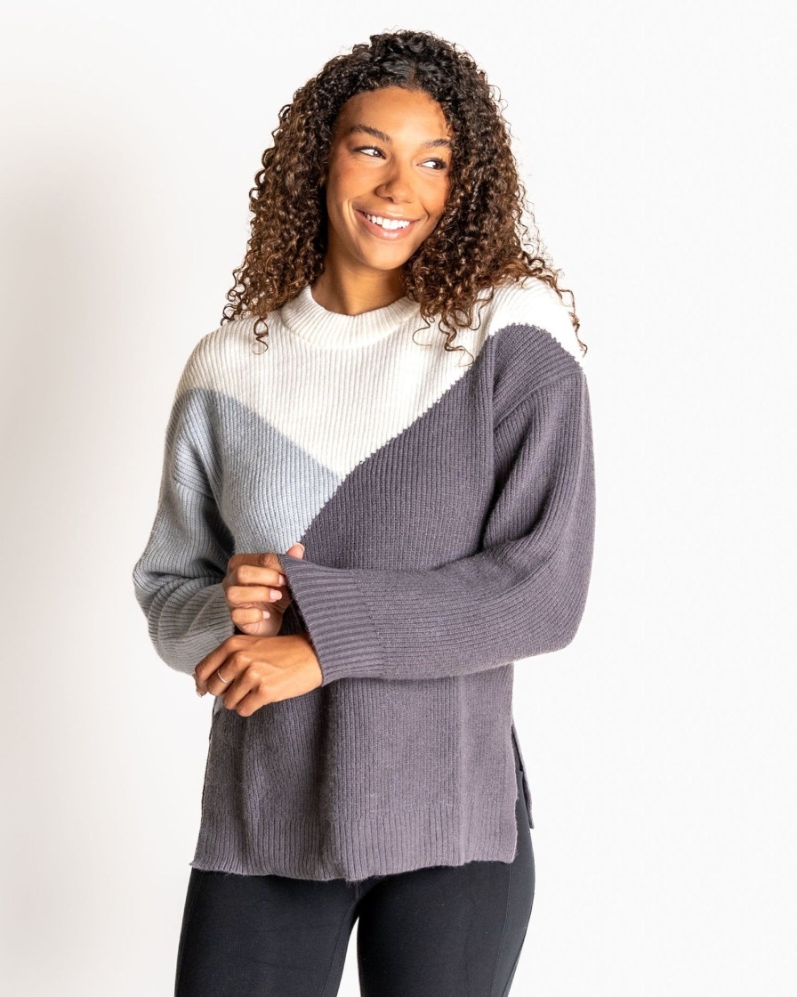 Women Senita Athletics Long Sleeves | Aspen Sweater-Gray Colorblock