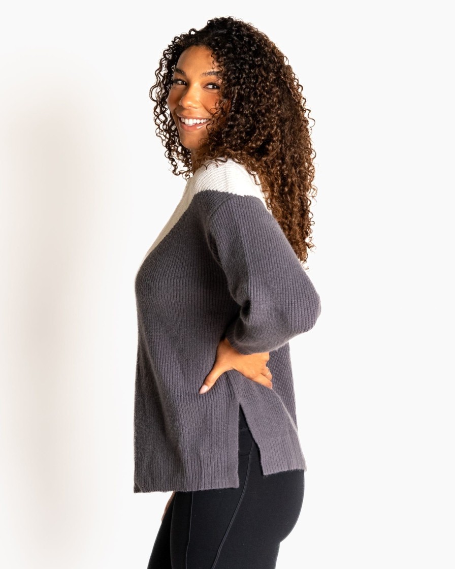 Women Senita Athletics Long Sleeves | Aspen Sweater-Gray Colorblock