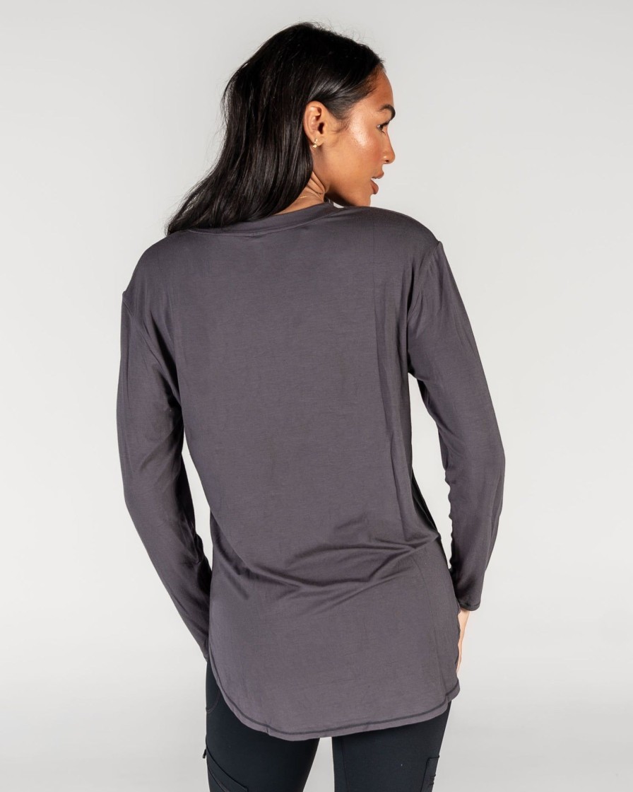 Women Senita Athletics Long Sleeves | Boyfriend Long Sleeve-Granite