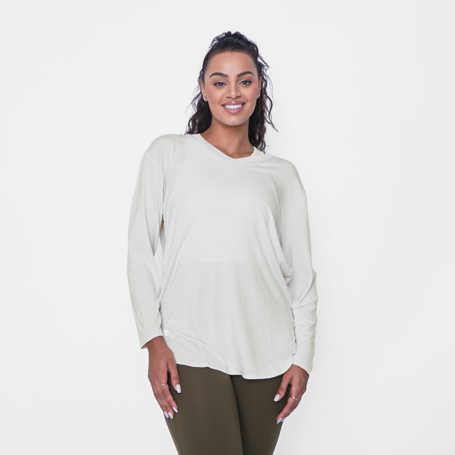 Women Senita Athletics Long Sleeves | Boyfriend Long Sleeve-Jet Stream