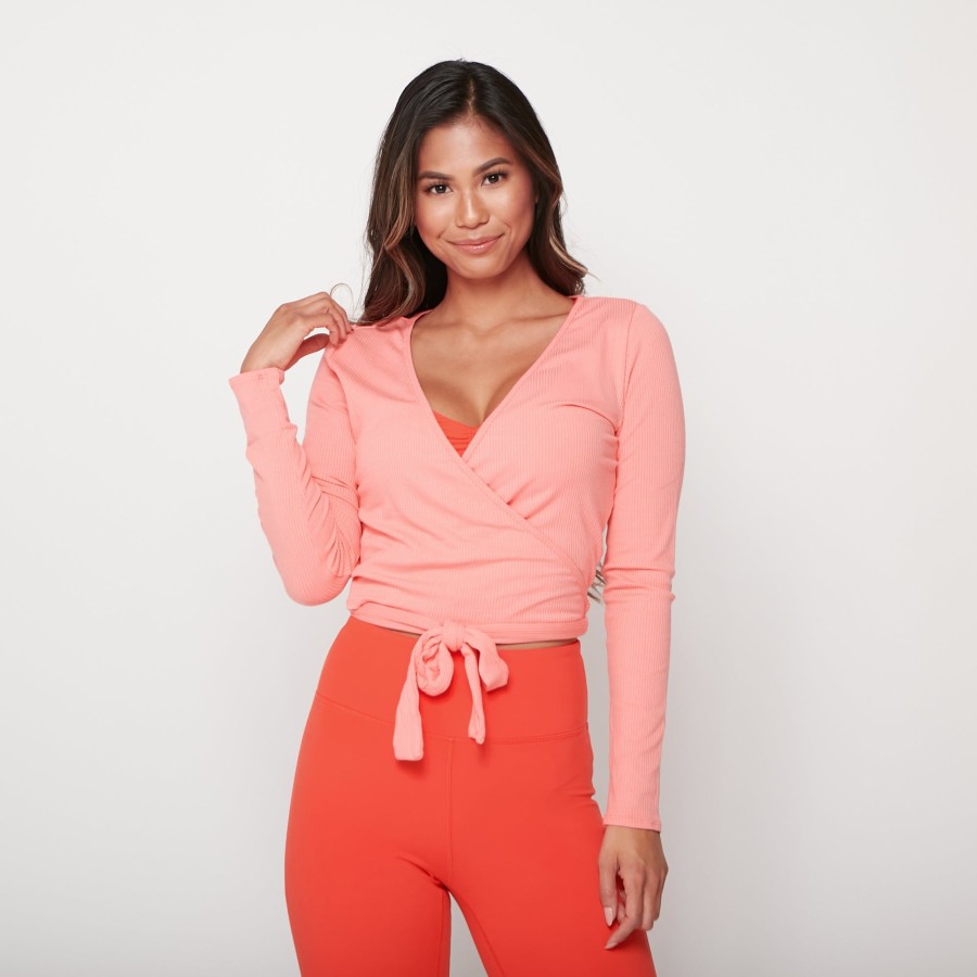 Women Senita Athletics Long Sleeves | Ballet Wrap Top-Coral