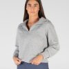 Women Senita Athletics Outerwear | Angela Waffle Half-Zip Pullover-Light Heathered Gray