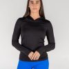 Women Senita Athletics Long Sleeves | Tempo Open Back Hoodie-Black