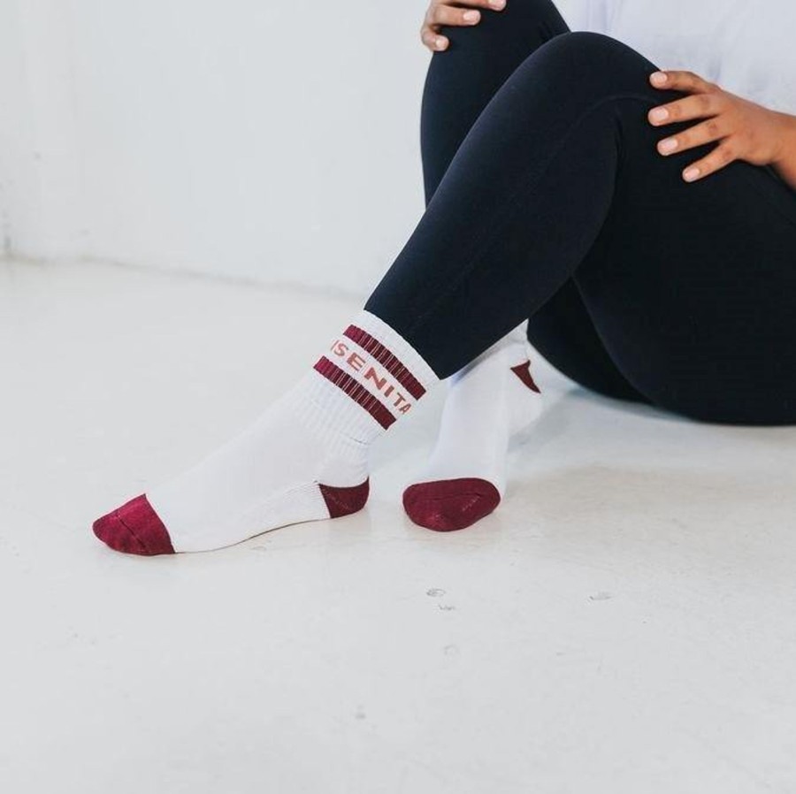 Women Senita Athletics | Senita Crew Socks-White/Mulberry