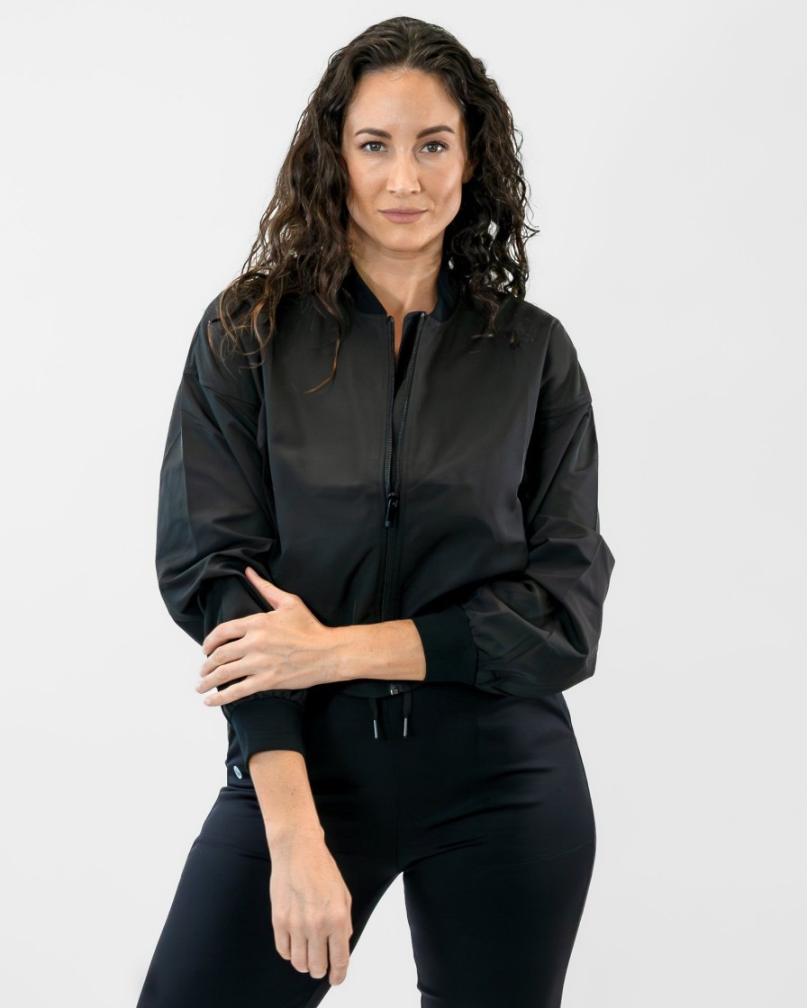 Women Senita Athletics Outerwear | Lightweight Bomber Jacket-Black