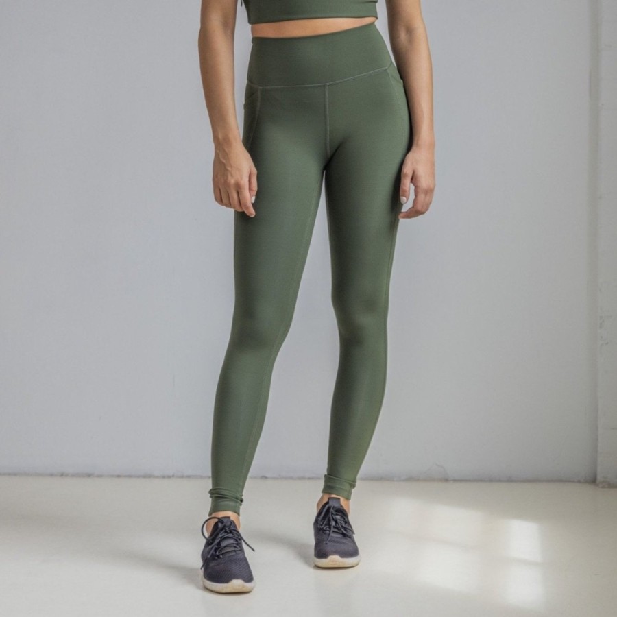 Women Senita Athletics Leggings | Ribbed Shakti Leggings-Evergreen