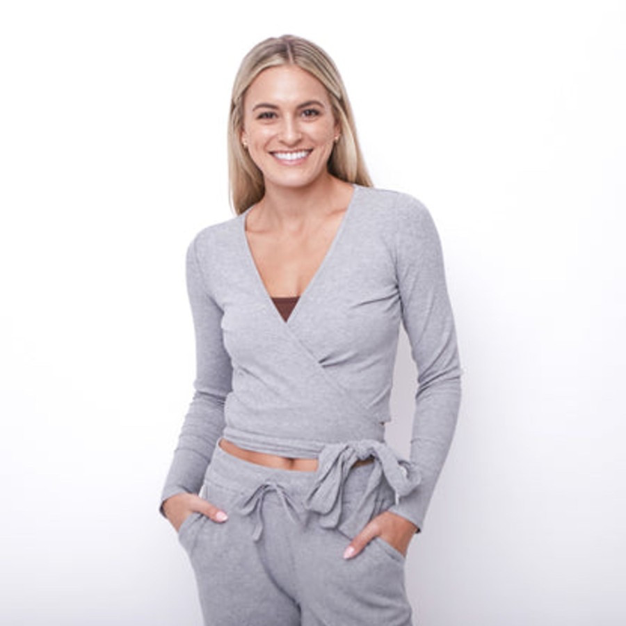 Women Senita Athletics Long Sleeves | Ballet Wrap Top-Heathered Gray