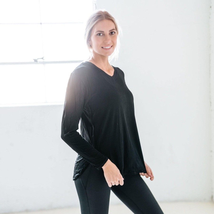 Women Senita Athletics Long Sleeves | Boyfriend Long Sleeve-Black