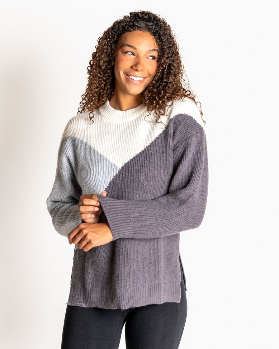 Women Senita Athletics Outerwear | Aspen Sweater-Gray Colorblock