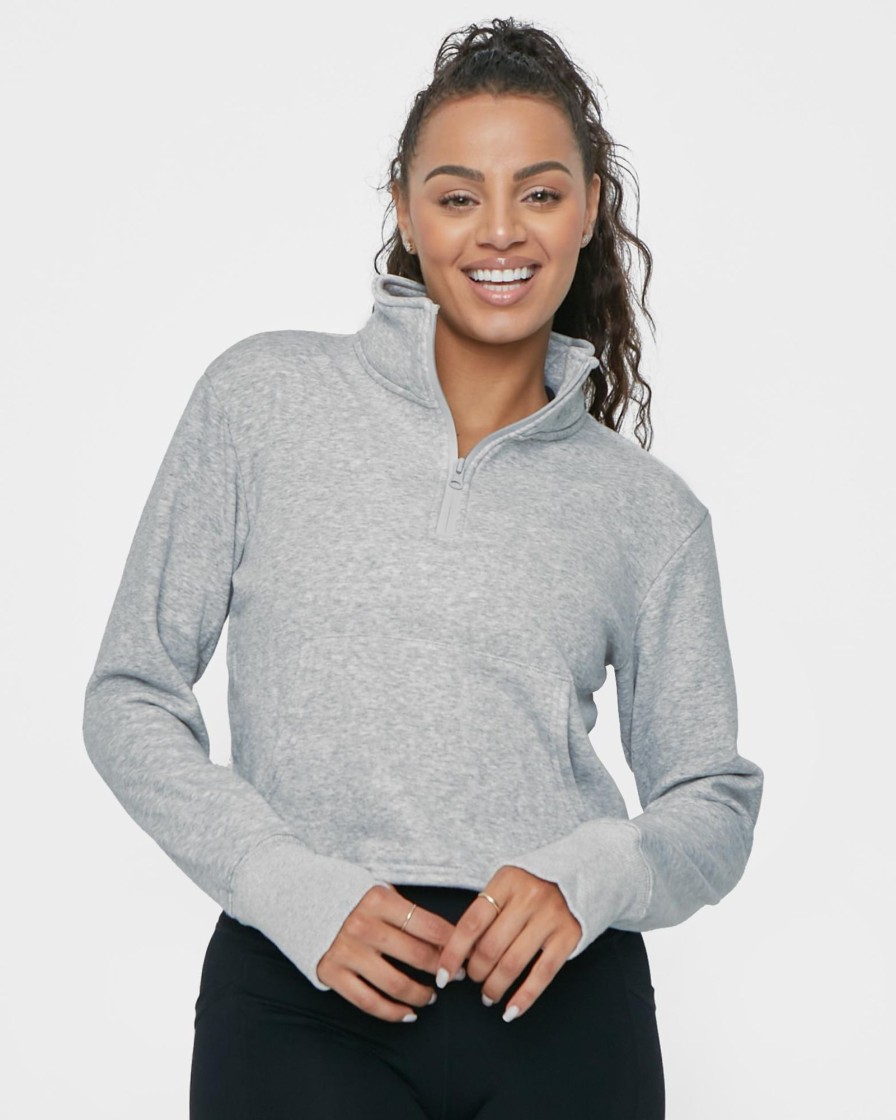 Women Senita Athletics Outerwear | Hailey Cropped Half Zip-Gray