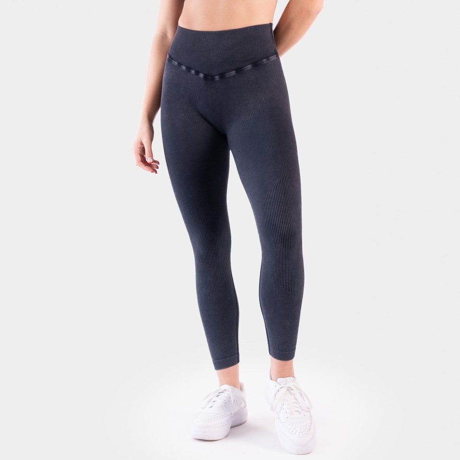 Women Senita Athletics Leggings | Ribbed Seamless Leggings-Snow Wash Graphite