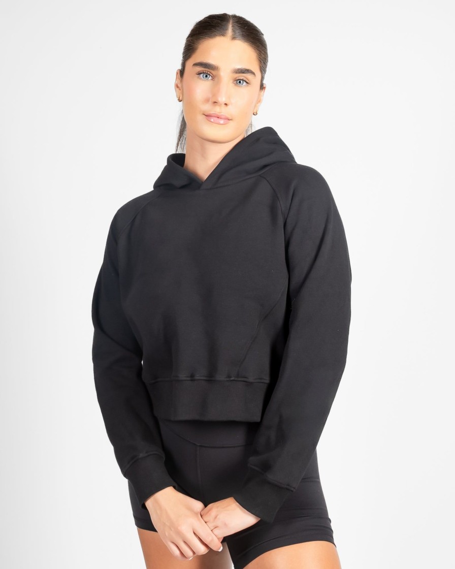 Women Senita Athletics Outerwear | Classic Cropped Hoodie-Black