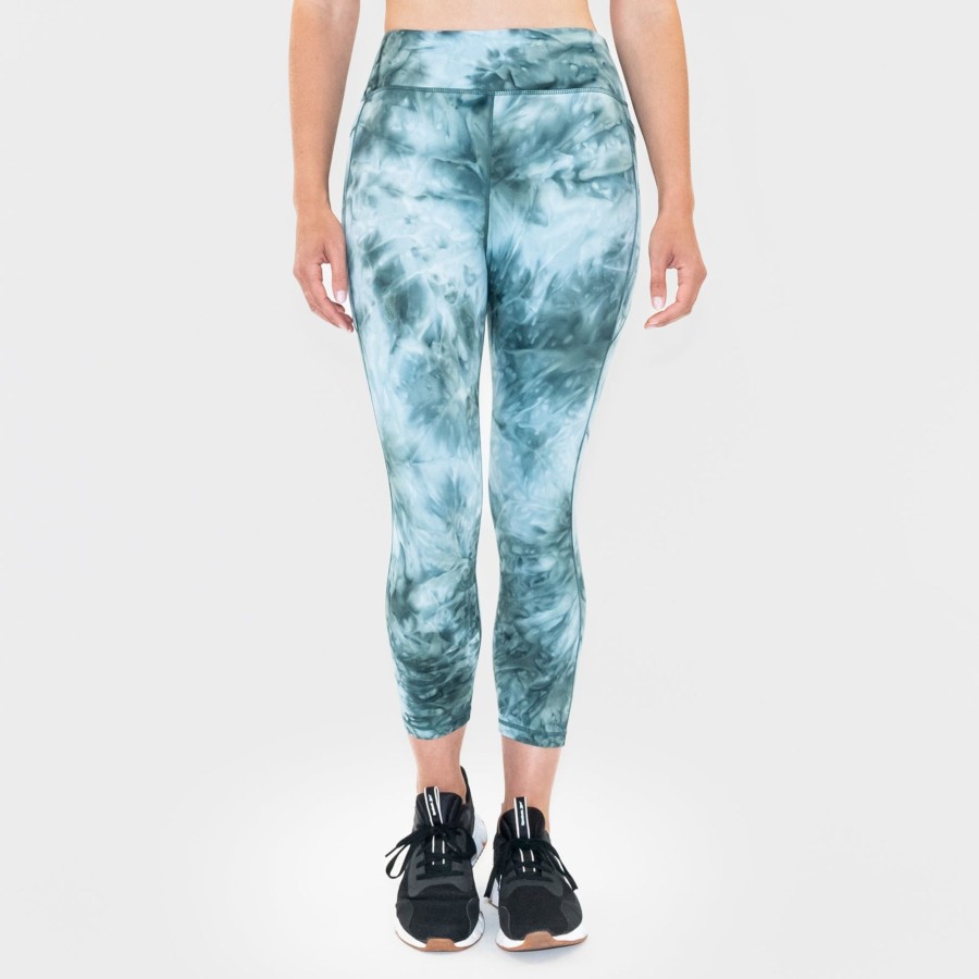 Women Senita Athletics Capris | Lux 7/8 Capris-Dark Sage Tie Dye