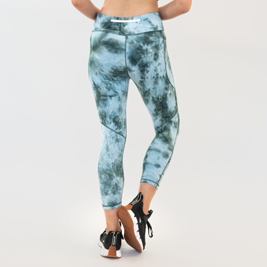 Women Senita Athletics Capris | Lux 7/8 Capris-Dark Sage Tie Dye