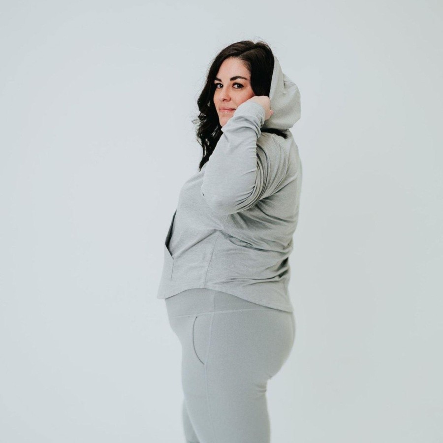 Women Senita Athletics Outerwear | Bestie Zip Up Hoodie-Heathered Gray