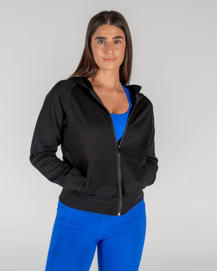 Women Senita Athletics Outerwear | Classic Full-Zip Hoodie-Black