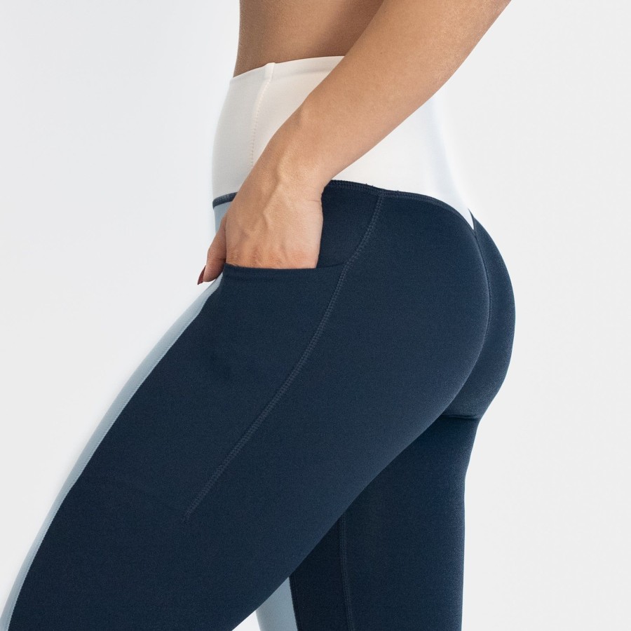 Women Senita Athletics Capris | Lux Repetition Capris-Navy/Jet Stream/Steel Blue