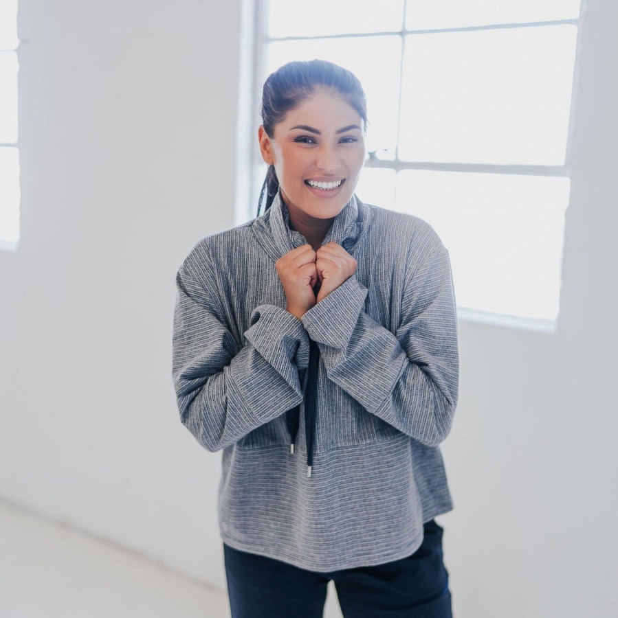 Women Senita Athletics Outerwear | Going Places Pullover-Navy