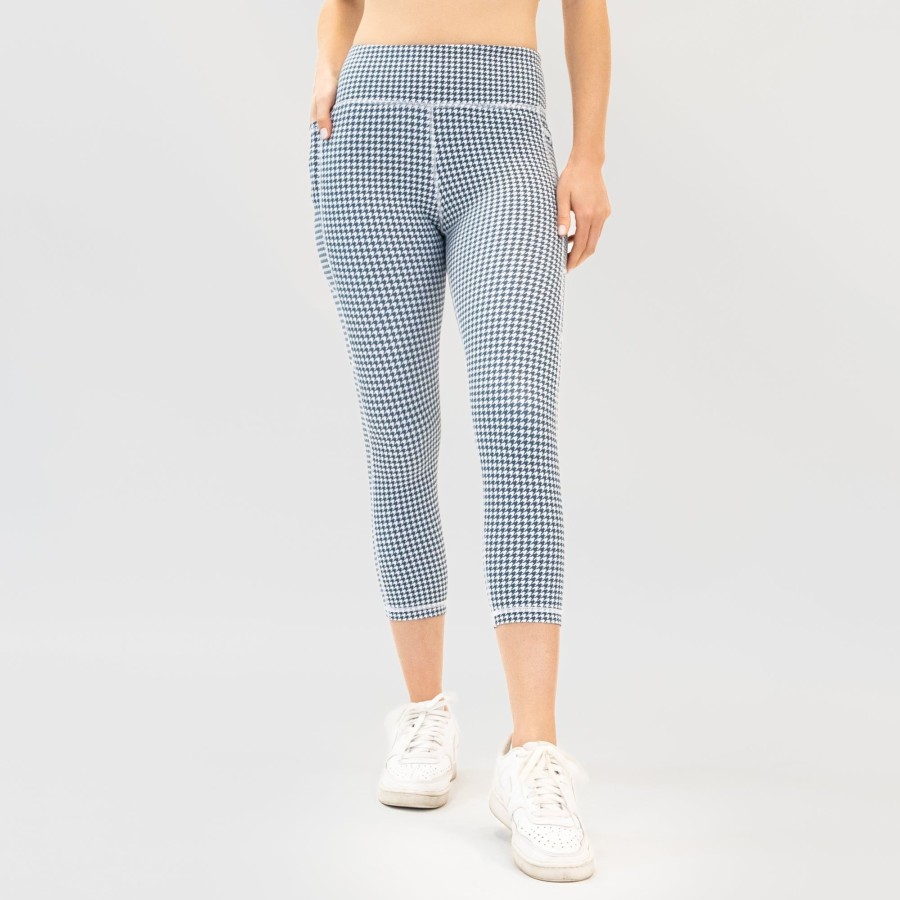 Women Senita Athletics Capris | Lux 7/8 Capris-Light Navy Houndstooth