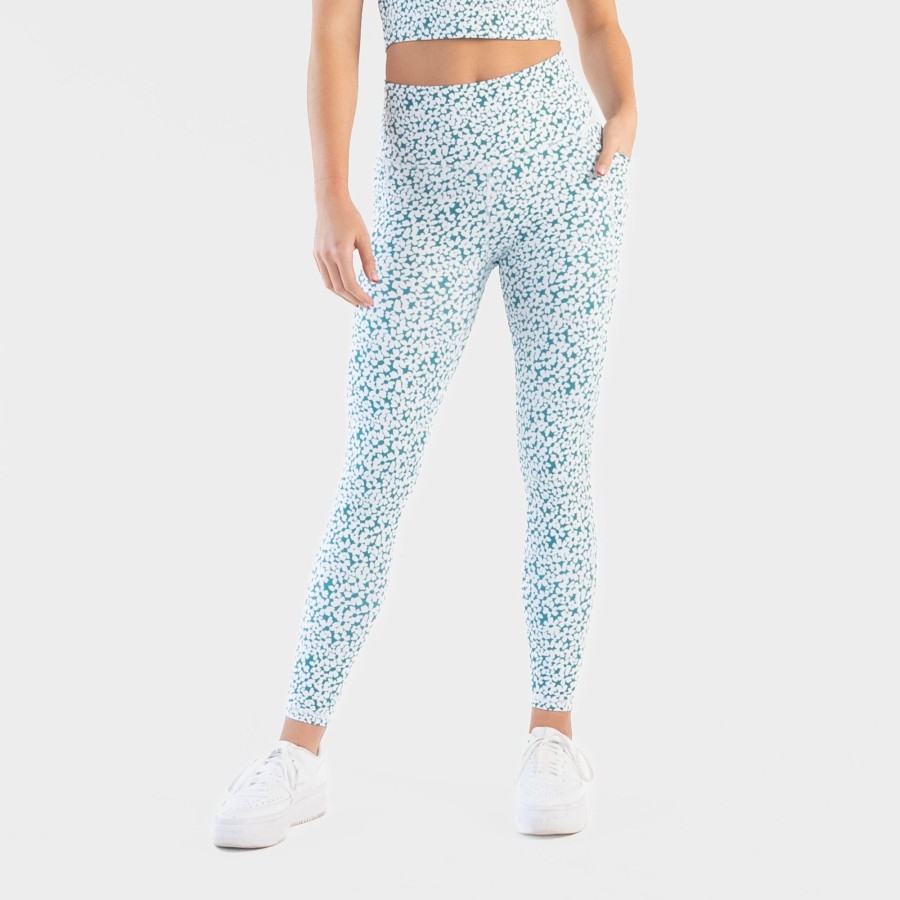 Women Senita Athletics Leggings | Lux Pace Leggings-Composition Floral Teal