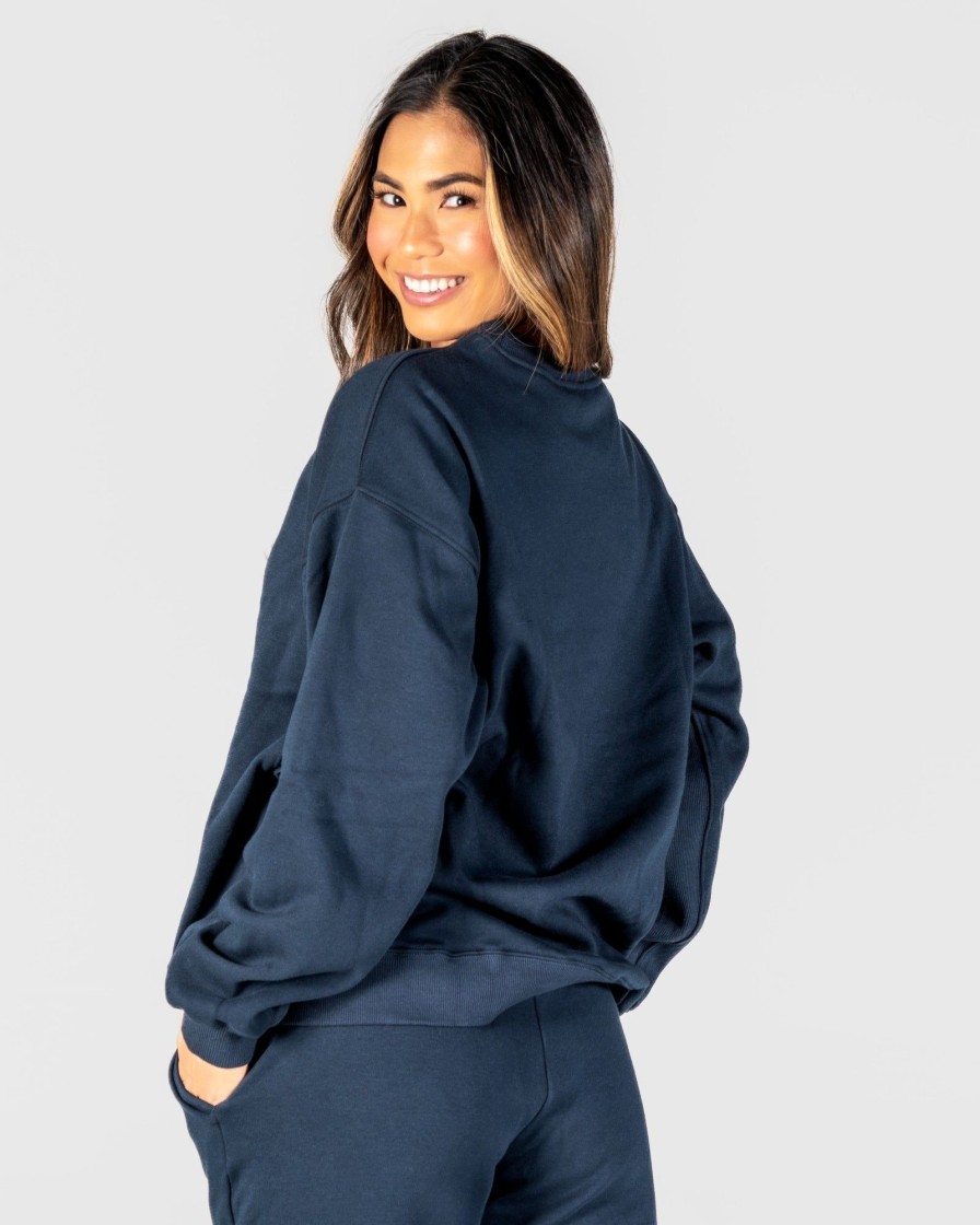 Women Senita Athletics Long Sleeves | The Classic Crew-Navy