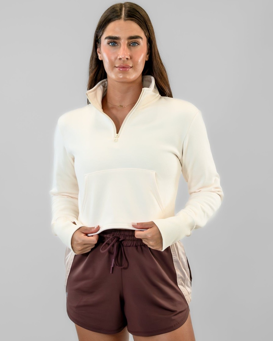 Women Senita Athletics Outerwear | Hailey Cropped Half Zip-Jet Stream