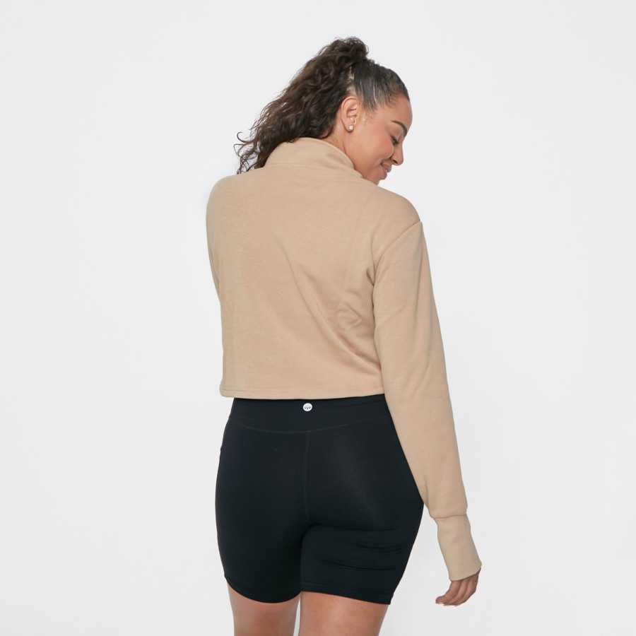 Women Senita Athletics Outerwear | Hailey Cropped Half Zip-Latte