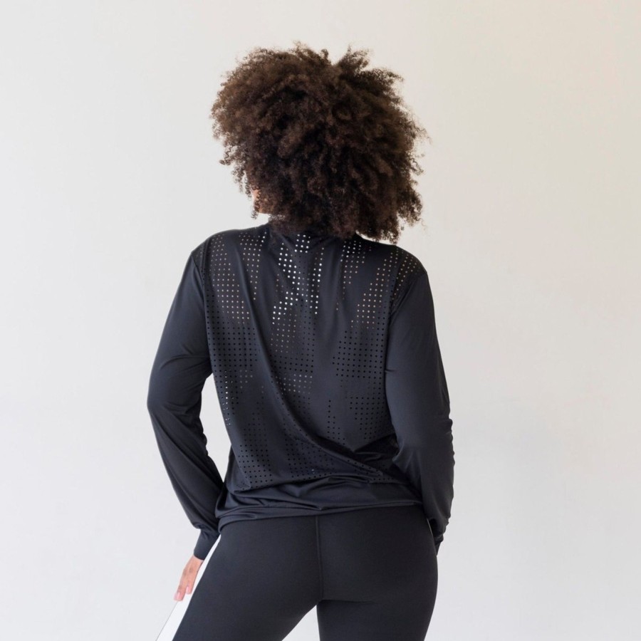 Women Senita Athletics Outerwear | Laser Cut Pullover-Black