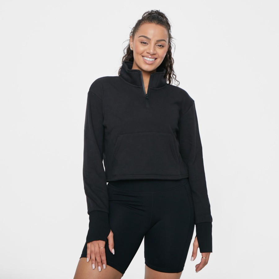 Women Senita Athletics Outerwear | Hailey Cropped Half Zip-Black